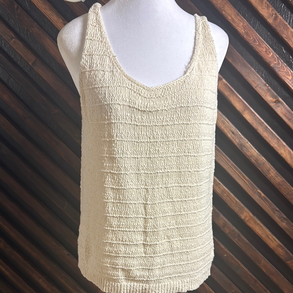 Cream Textured Sleeveless Top